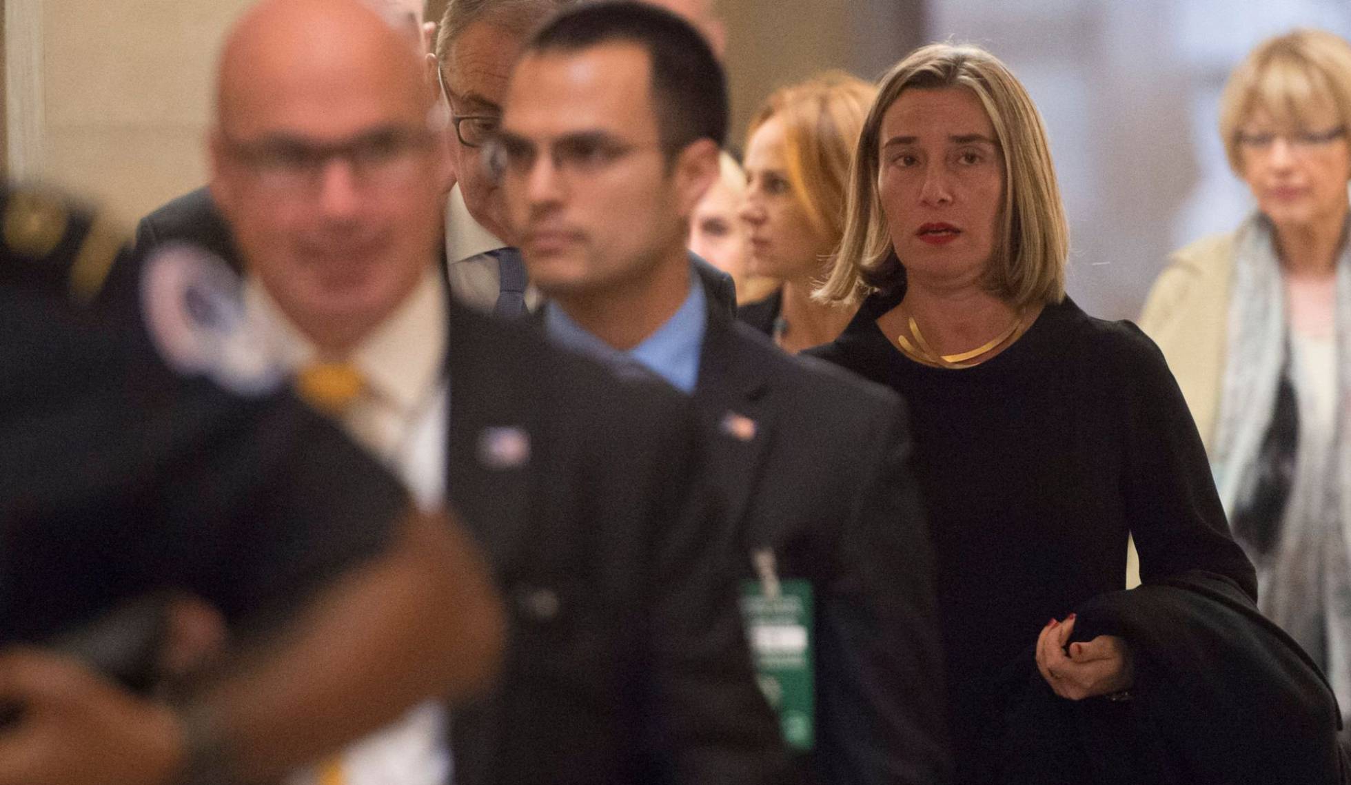 La alta representante de la Unión Europea para Asuntos Exteriores y Política de Seguridad Federica Mogherini durante un encuentro en Washington. 